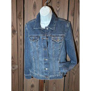 Womens Denim Jean Jacket By Dressbarn Size S Classic Fit Button-Up